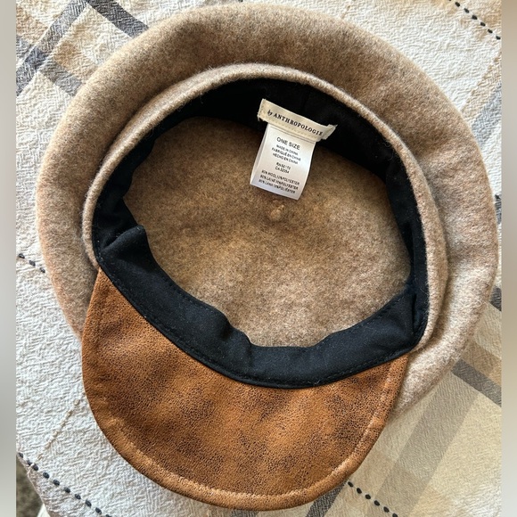 Anthropologie Wool Blend Newsboy Cap in Tan and Brown - Picture 7 of 10